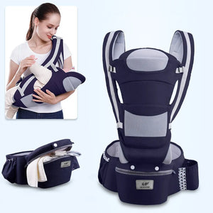 Newborn Ergonomic Baby Carrier & Hipseat - Infant Front Facing Kangaroo Wrap Sling Travel