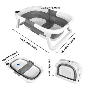 Foldable Baby Bathtub with Cushion & Thermometer - Portable & Travel-Friendly