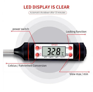 Digital Kitchen & Grill Food Thermometer with Probe & LCD Display