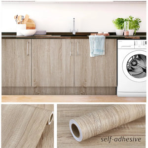 Waterproof 3D Wood Grain Vinyl Stickers – 40cm Self-Adhesive Wallpaper for Furniture & Home Decor