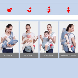 Newborn Ergonomic Baby Carrier & Hipseat - Infant Front Facing Kangaroo Wrap Sling Travel