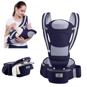 Newborn Ergonomic Baby Carrier & Hipseat - Infant Front Facing Kangaroo Wrap Sling Travel