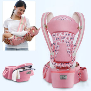 Newborn Ergonomic Baby Carrier & Hipseat - Infant Front Facing Kangaroo Wrap Sling Travel