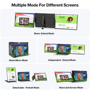 EVICIV 14" Triple Portable Monitor – 2K 1440P, USB-C, Laptop Screen Extender for Windows, Mac, Chrome