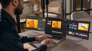 EVICIV 14" Triple Portable Monitor – 2K 1440P, USB-C, Laptop Screen Extender for Windows, Mac, Chrome