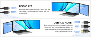 EVICIV 14" Triple Portable Monitor – 2K 1440P, USB-C, Laptop Screen Extender for Windows, Mac, Chrome