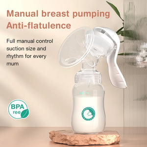 Manual Breast Pump with Nipple & Milk Bottle – Postpartum Feeding