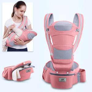 Newborn Ergonomic Baby Carrier & Hipseat - Infant Front Facing Kangaroo Wrap Sling Travel