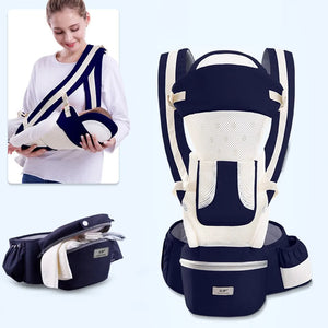Newborn Ergonomic Baby Carrier & Hipseat - Infant Front Facing Kangaroo Wrap Sling Travel