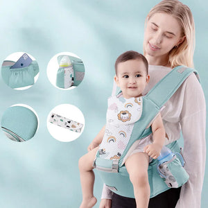 Newborn Ergonomic Baby Carrier & Hipseat - Infant Front Facing Kangaroo Wrap Sling Travel