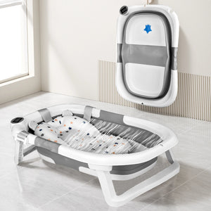 Foldable Baby Bathtub with Cushion & Thermometer - Portable & Travel-Friendly