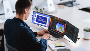 EVICIV 14" Triple Portable Monitor – 2K 1440P, USB-C, Laptop Screen Extender for Windows, Mac, Chrome