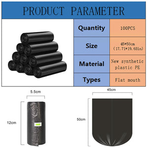 100Pcs Black Biodegradable Pet Waste & Trash Bags, 45x50cm