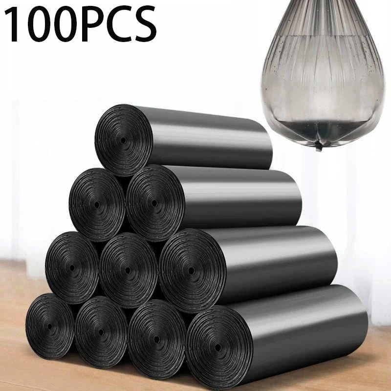 100Pcs Black Biodegradable Pet Waste & Trash Bags, 45x50cm
