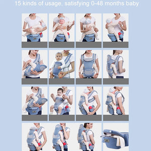 Newborn Ergonomic Baby Carrier & Hipseat - Infant Front Facing Kangaroo Wrap Sling Travel