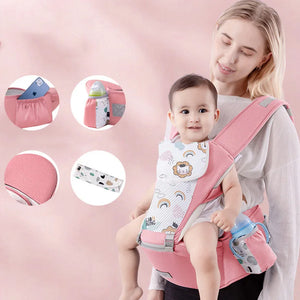 Newborn Ergonomic Baby Carrier & Hipseat - Infant Front Facing Kangaroo Wrap Sling Travel