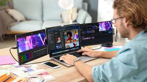 EVICIV 14" Triple Portable Monitor – 2K 1440P, USB-C, Laptop Screen Extender for Windows, Mac, Chrome