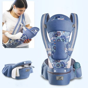 Newborn Ergonomic Baby Carrier & Hipseat - Infant Front Facing Kangaroo Wrap Sling Travel
