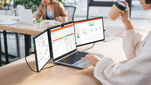 EVICIV 14" Triple Portable Monitor – 2K 1440P, USB-C, Laptop Screen Extender for Windows, Mac, Chrome